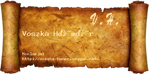 Voszka Hümér névjegykártya